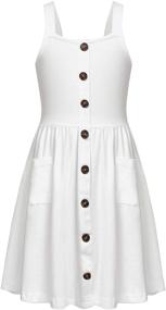img 4 attached to 👗 Arshiner Girls' Clothing: Stylish Casual Cotton Dresses with Button Pockets
