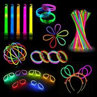 glow sticks party pack - 240 pcs: includes 100pcs 8 inch glow sticks, 10pcs ultra-bright 6 inch glow sticks, + exciting accessories for glow in the dark necklaces, bracelets, glasses, headbands, balls, flowers & more! neon light sticks decoration - perfect for party favors kids + adults logo