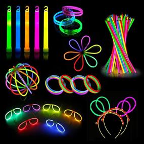 img 4 attached to Glow Sticks Party Pack - 240 PCS: Includes 100pcs 8 Inch Glow sticks, 10pcs Ultra-Bright 6 Inch Glow Sticks, + Exciting Accessories for Glow In The Dark Necklaces, Bracelets, Glasses, Headbands, Balls, Flowers & More! Neon Light Sticks Decoration - Perfect for Party Favors Kids + Adults