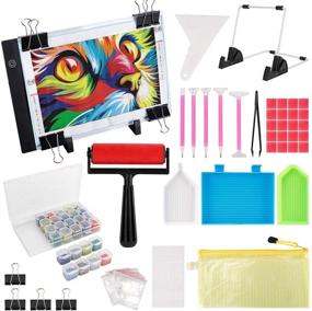 img 4 attached to 💎 159PCS Diamond Painting A4 LED Light Pad Kit, Dimmable Light Brightness Board for Full Drill & Partial Drill 5D Diamond Painting – Reusable A4 Painting Pads with LED Artcraft Tracing Light Table