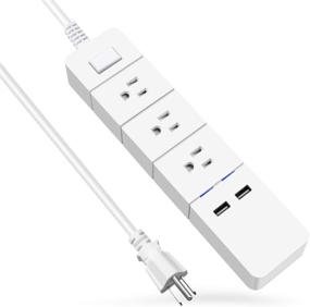 img 4 attached to 💡 White Power Strip with USB, 3 Outlets & 2 USB Fast Charging Ports (1875W/15A) – Travel-Friendly Desktop Charging Station for Hotel, Home, Office - 5.5 ft Extension Cord Included