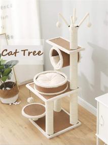 img 2 attached to 🐱 S-Lifeeling Cat Tree Cat Climbing Frame with Sisal Rope, Small Cat Scratching Post Tower with Cat Litter Box, Cat Jumping Platform and Rattan Mat - Cat Scratching Board Included