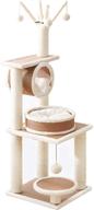 🐱 s-lifeeling cat tree cat climbing frame with sisal rope, small cat scratching post tower with cat litter box, cat jumping platform and rattan mat - cat scratching board included logo