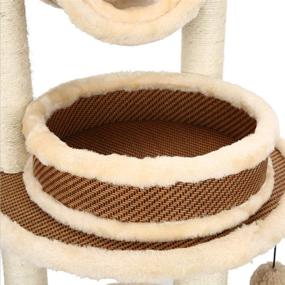 img 1 attached to 🐱 S-Lifeeling Cat Tree Cat Climbing Frame with Sisal Rope, Small Cat Scratching Post Tower with Cat Litter Box, Cat Jumping Platform and Rattan Mat - Cat Scratching Board Included