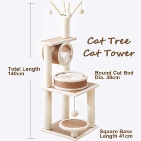 img 3 attached to 🐱 S-Lifeeling Cat Tree Cat Climbing Frame with Sisal Rope, Small Cat Scratching Post Tower with Cat Litter Box, Cat Jumping Platform and Rattan Mat - Cat Scratching Board Included