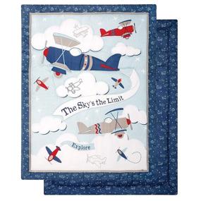 img 3 attached to ✈️ Sammy & Lou Adventure Awaits Vintage Airplane Theme Nursery 4 Piece Baby Boy Crib Bedding Set: Classic Aviation-inspired Bedding for Your Little One