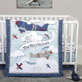 img 4 attached to ✈️ Sammy & Lou Adventure Awaits Vintage Airplane Theme Nursery 4 Piece Baby Boy Crib Bedding Set: Classic Aviation-inspired Bedding for Your Little One