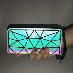 img 3 attached to Geometric Luminous Shard Lattice Rainbow Holographic Purse with UTO Women Wallet, Card Phone, and Checkbook Holder (Style 524)