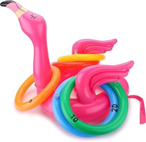 img 2 attached to 🌴 WATINC 12 Pack Inflatable Flamingo Ring Toss Game: Fun Pool Party Activity Set with Flamingo Head Target Toss - Perfect for Luau Decorations, Family Reunion, or Summer Get-Together!