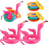 🌴 watinc 12 pack inflatable flamingo ring toss game: fun pool party activity set with flamingo head target toss - perfect for luau decorations, family reunion, or summer get-together! логотип