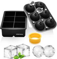 🧊 ice cube trays, ankway silicone ice molds set, sphere ice ball maker with lid, large square mold for freezer, whiskey, cocktail, clear ice, easy release, reusable, bpa free – upgraded version 2021, black logo