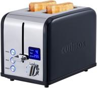 🍞 cusimax 2 slice stainless steel toaster – black, ultra-clear led display, 6 toasting levels | cancel/bagel/defrost function, wide slots with removable crumb tray логотип