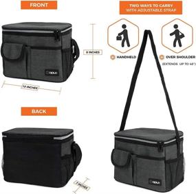 img 2 attached to 🍱 OPUX Insulated Lunch Box for Men and Women, Leakproof Thermal Lunch Bag Cooler for Work, Office, and School, Soft and Reusable Lunch Tote with Shoulder Strap, Adult and Kid Lunch Pail Kit, Fits 14 Cans, Dark Gray