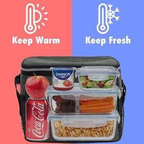 img 3 attached to 🍱 OPUX Insulated Lunch Box for Men and Women, Leakproof Thermal Lunch Bag Cooler for Work, Office, and School, Soft and Reusable Lunch Tote with Shoulder Strap, Adult and Kid Lunch Pail Kit, Fits 14 Cans, Dark Gray