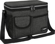 🍱 opux insulated lunch box for men and women, leakproof thermal lunch bag cooler for work, office, and school, soft and reusable lunch tote with shoulder strap, adult and kid lunch pail kit, fits 14 cans, dark gray logo