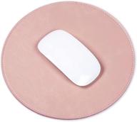 proelife premium mouse pad waterproof round mousepad home/office pu leather mice mat with smooth surface for magic mouse microsoft mouse wired/wireless bluetooth mouse (rose gold color) logo