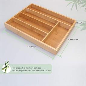 img 3 attached to Bamboo Kitchen Drawer Organizer: Efficient Utensil Holder with Insulation Pads – Perfect for Silverware, Makeup Desk, Office, and Living Room