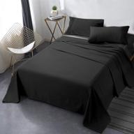 🛏️ secura everyday luxury queen bed sheet set - soft microfiber 1800 thread count 16" deep pocket sheets - hypoallergenic, wrinkle & fade resistant - black logo