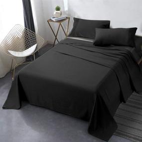 img 4 attached to 🛏️ Secura Everyday Luxury Queen Bed Sheet Set - Soft Microfiber 1800 Thread Count 16" Deep Pocket Sheets - Hypoallergenic, Wrinkle & Fade Resistant - Black