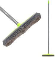 🧹 landhope push broom: 59 inch long handle bristle sweeper for pet hair, carpet, hardwood, windows - water resistant, non-scratch, multi segment handle logo