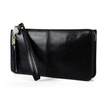 stylish leather zipper wallet holder pocket for women: handbags, wallets, and wristlets logo