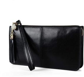 img 4 attached to Stylish Leather Zipper Wallet Holder Pocket for Women: Handbags, Wallets, and Wristlets