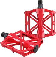 🚲 ihomegarden mountain bike pedals - aluminum cnc bearings, road bike pedals with 16 anti-skid pins - lightweight platform pedals for bmx/mtb bike - 9/16" spindle, red logo