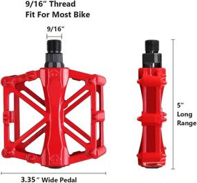 img 2 attached to 🚲 iHomeGarden Mountain Bike Pedals - Aluminum CNC Bearings, Road Bike Pedals with 16 Anti-Skid Pins - Lightweight Platform Pedals for BMX/MTB Bike - 9/16" Spindle, Red