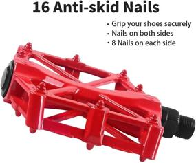 img 1 attached to 🚲 iHomeGarden Mountain Bike Pedals - Aluminum CNC Bearings, Road Bike Pedals with 16 Anti-Skid Pins - Lightweight Platform Pedals for BMX/MTB Bike - 9/16" Spindle, Red