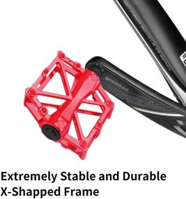 img 3 attached to 🚲 iHomeGarden Mountain Bike Pedals - Aluminum CNC Bearings, Road Bike Pedals with 16 Anti-Skid Pins - Lightweight Platform Pedals for BMX/MTB Bike - 9/16" Spindle, Red