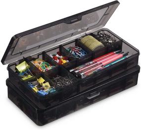 img 4 attached to 🔲 iBune 2 Pack Large Plastic Compartment Container for Nuts, Bolts, and Tools - Storage Organizer Box with Removable Dividers for Crafts, Tackles, and Hardware - Grid Size 1.4 x 2.2 x 1.4 in - Black