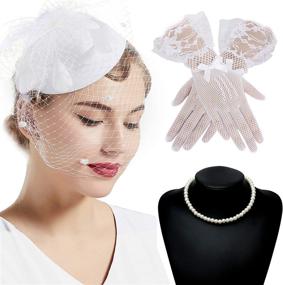 img 4 attached to 💍 BABEYOND Women's Accessories: Pillbox Fascinator, Gloves, and Necklace Collection