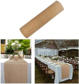 img 4 attached to 🏷️ OurWarm 12 x 108 Inch Hessian Burlap Table Runner: Natural Jute Table Runners for Vintage Wedding Decor, Rustic Farmhouse Kitchen