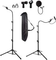 6-foot microphone tripod stand - heavy duty mic stand with gooseneck and mic clip holders for performance, karaoke singing, speech logo