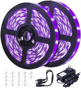 img 4 attached to 🎉 YAYIT 52ft LED Black Light Strip Kit - 960 Units Lamp Beads - 12V Flexible Blacklight Fixtures - 16m LED Ribbon - Indoor Home Bedroom Decoration Fluorescent Dance Party - Non-Waterproof