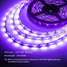 img 3 attached to 🎉 YAYIT 52ft LED Black Light Strip Kit - 960 Units Lamp Beads - 12V Flexible Blacklight Fixtures - 16m LED Ribbon - Indoor Home Bedroom Decoration Fluorescent Dance Party - Non-Waterproof