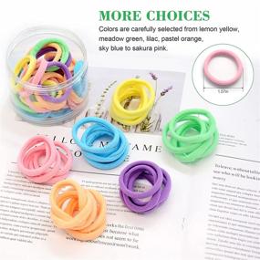 img 1 attached to 💁 48PCS High Elastic Hair Bands for Women Girls Teens Children, Macaron Rainbow Colorful Seamless Hair Ties, Perfect for Thick Hair Thin Hair Braids, No Damage Stretchy Ponytail Holders and Accessories – Ideal Gift for Her