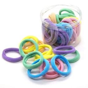 img 4 attached to 💁 48PCS High Elastic Hair Bands for Women Girls Teens Children, Macaron Rainbow Colorful Seamless Hair Ties, Perfect for Thick Hair Thin Hair Braids, No Damage Stretchy Ponytail Holders and Accessories – Ideal Gift for Her