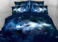 🐺 galaxy colorful wolf print twin size comforter bedding set - kinbedy 3d tencel cotton 3pc comforter set includes 1 comforter with 2 pillowcases (wolf, twin) logo