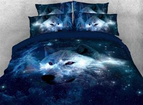 img 4 attached to 🐺 Galaxy Colorful Wolf Print Twin Size Comforter Bedding Set - KINBEDY 3D Tencel Cotton 3PC Comforter Set includes 1 Comforter with 2 Pillowcases (Wolf, Twin)