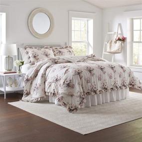 img 3 attached to 🛏️ Laura Ashley Viola Collection: Comforter Set - Luxury Ultra Soft Cotton Bedding for Stylish Home Decor, Queen Size, Beige