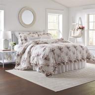 🛏️ laura ashley viola collection: comforter set - luxury ultra soft cotton bedding for stylish home decor, queen size, beige logo