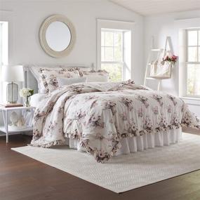 img 4 attached to 🛏️ Laura Ashley Viola Collection: Comforter Set - Luxury Ultra Soft Cotton Bedding for Stylish Home Decor, Queen Size, Beige