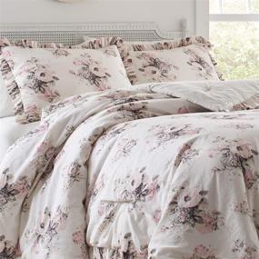 img 1 attached to 🛏️ Laura Ashley Viola Collection: Comforter Set - Luxury Ultra Soft Cotton Bedding for Stylish Home Decor, Queen Size, Beige