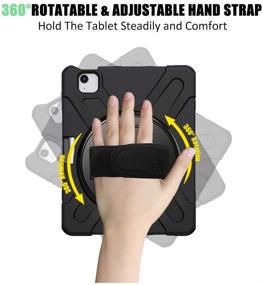 img 2 attached to 📱 ZenRich iPad Air 4th Gen Case 2020 - Shockproof, Pencil Holder, Hand Strap - Black