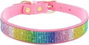 img 2 attached to Stylish Rhinestone Dog Collar: Fancy Rainbow Bling for Small to Medium Dogs, Cats, Chihuahuas, Yorkies, and Dobermans - Soft Suede Leather, No-Pull Design