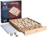 🧩 sudoku board game with wooden drawer logo