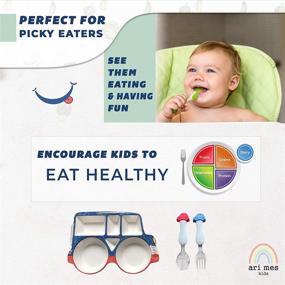 img 1 attached to 🚗 ARI MES Car-Shaped Plate and Spoon & Fork Set, BPA-Free Eco-Friendly Dinnerware for Toddlers, Children, Kids - Divided Plate, Snack and Meal Feeding, Ideal for Picky Eaters, Boys (CAR PLATE + SPOON & FORK)