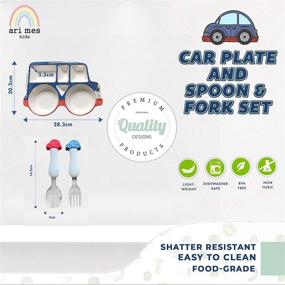 img 3 attached to 🚗 ARI MES Car-Shaped Plate and Spoon & Fork Set, BPA-Free Eco-Friendly Dinnerware for Toddlers, Children, Kids - Divided Plate, Snack and Meal Feeding, Ideal for Picky Eaters, Boys (CAR PLATE + SPOON & FORK)