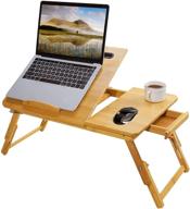 📚 настольная тележка для ноутбука из бамбука "ultimate multi-tasking": складной столик для колен, телетрей для телевизора и держатель для смартфона и планшета для учебы, выполнения домашних заданий, чтения и питания логотип